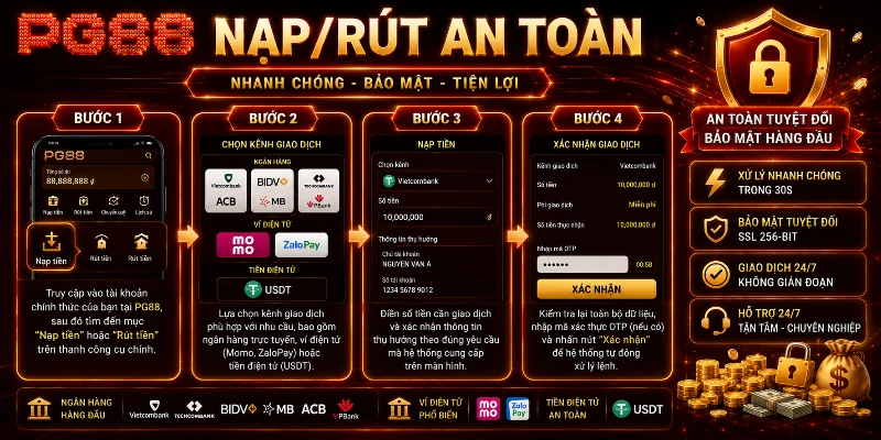 Trải nghiệm nạp rút mượt mà và bảo mật cùng PG88
